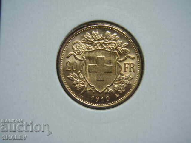 Auction 20 Francs 1910 Switzerland (20 francs Switzerland) - AU (gold) Auction 20 Francs 1910 Switzerland (20 francs Switzerland) - AU (gold)