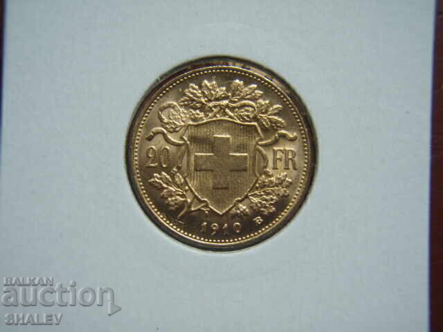 20 Francs 1910 Switzerland (20 francs Switzerland) - AU (gold) 20 Francs 1910 Switzerland (20 francs Switzerland) - AU (gold)