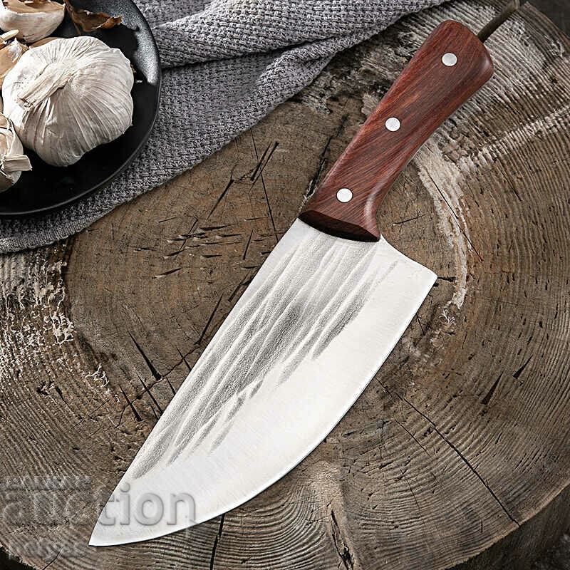 Cutit de bucatarie lat / satar 195x310 mm forjat manual cu preț 36.50 BGN | € 18.66 Cutit de bucatarie lat / satar 195x310 mm forjat manual cu preț 36.50 BGN | € 18.66