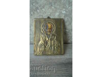 Стара икона Св.Николай Чудотворец с обков