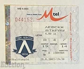 Футболен билет Левски-Атирау Казахстан 2003 УЕФА
