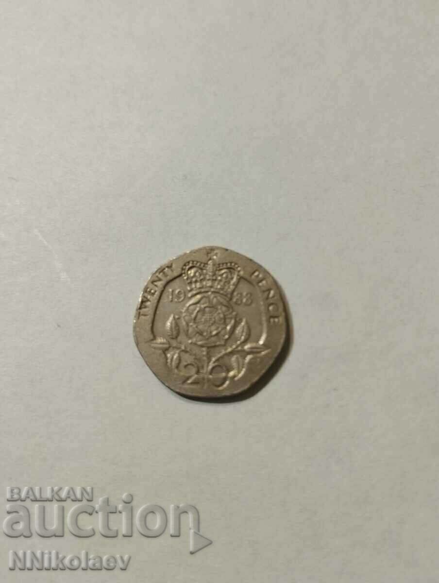 Great Britain 20 pence 1988 with price 1.00 BGN | € 0.51 Great Britain 20 pence 1988 with price 1.00 BGN | € 0.51