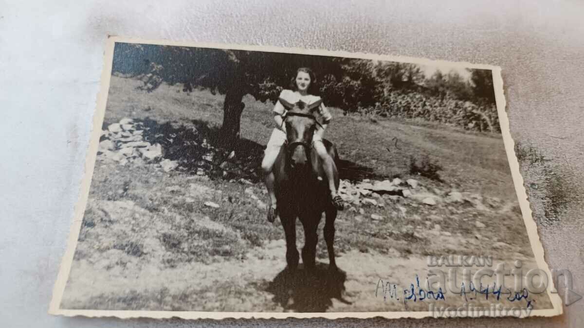 Photo Tryavna Young girl on a black horse 1944