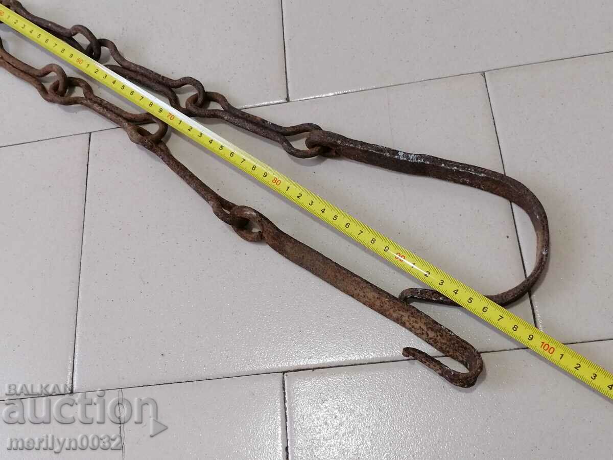 Old forged chain with hook, hearth for hearth chain hook - 5 Old forged chain with hook, hearth for hearth chain hook - 5