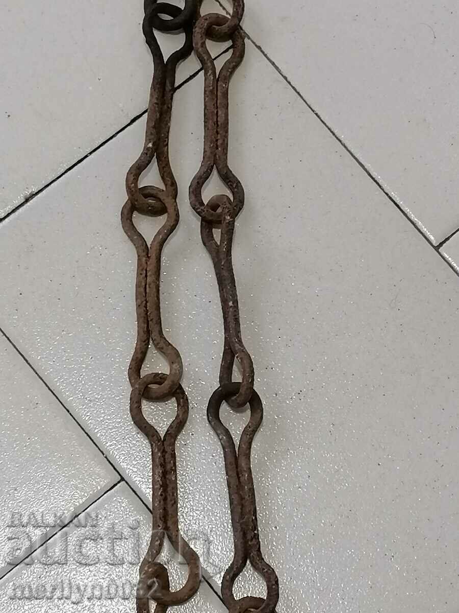 Old forged chain with hook, hearth for hearth chain hook - 6 Old forged chain with hook, hearth for hearth chain hook - 6