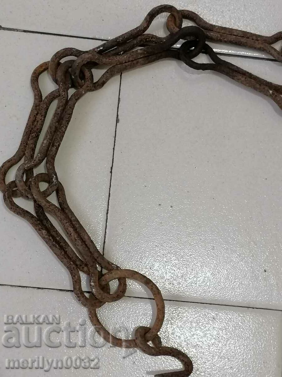 Old forged chain with hook, hearth for hearth chain hook - 7 Old forged chain with hook, hearth for hearth chain hook - 7
