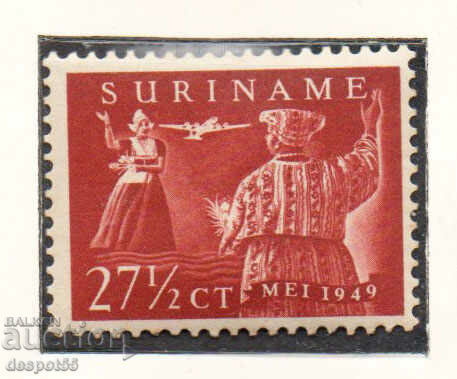 1949. Surinam. Primul K.L.M. Zbor Paramaribo-Amsterdam.