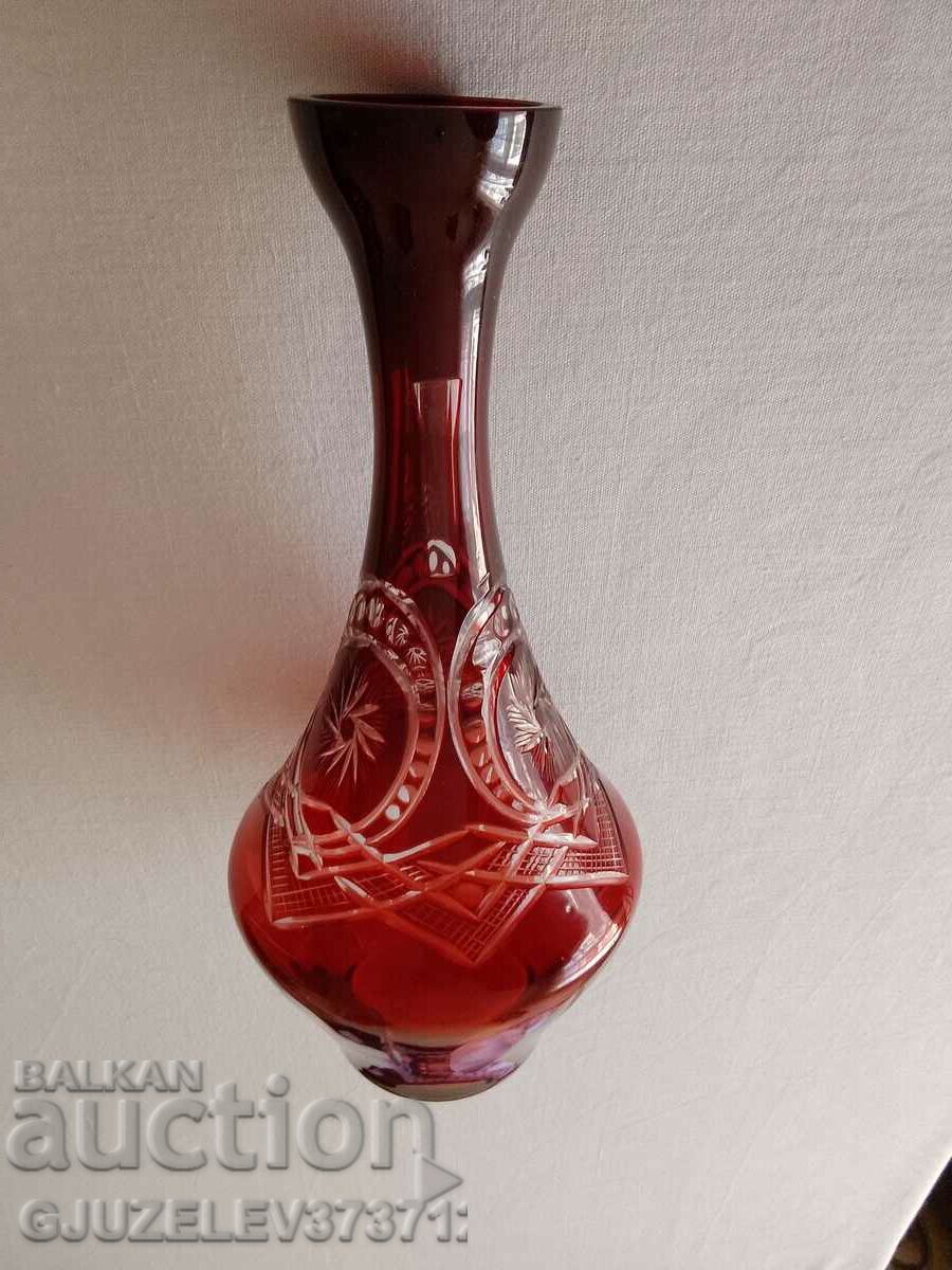 Crystal decanter, Vase colored red crystal