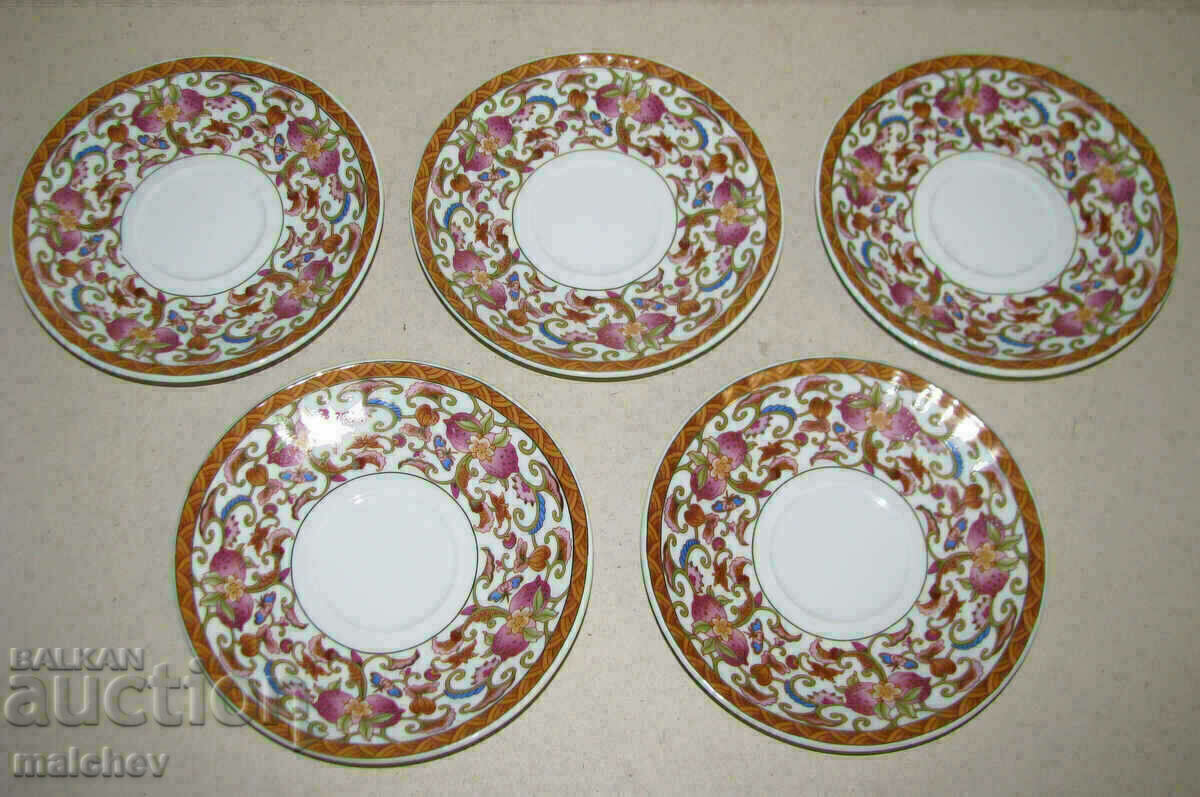 Lot set of 5 tea saucers 15 cm with lavish decoration excellent