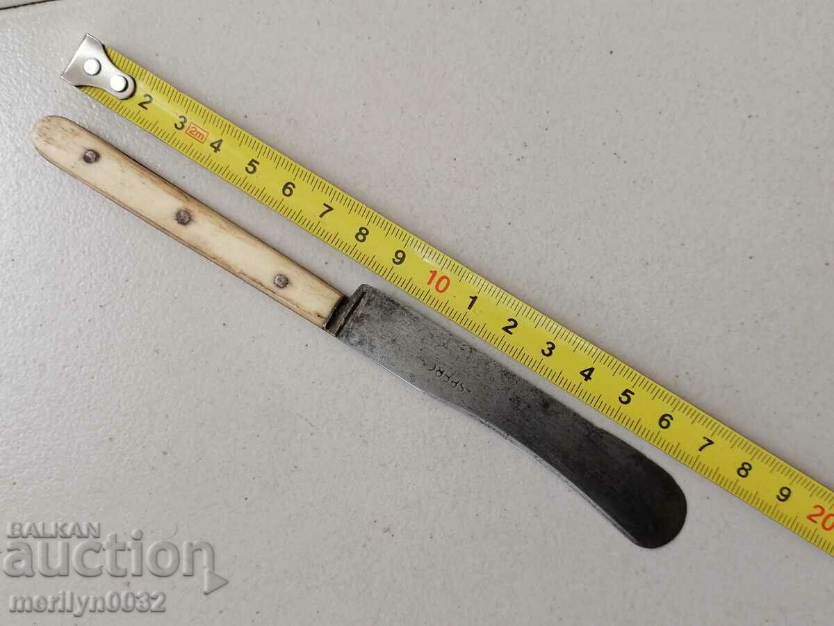 Old knife, 1920s, inscription on the blade, horn-burnt blade with price 49.00 BGN | € 25.05