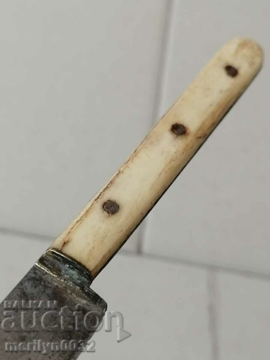 Old knife, 1920s, inscription on the blade, horn-burnt blade - 5