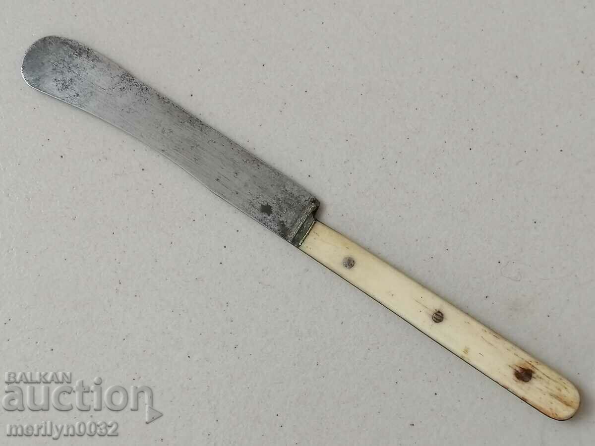 Old knife, 1920s, inscription on the blade, horn-burnt blade - 7