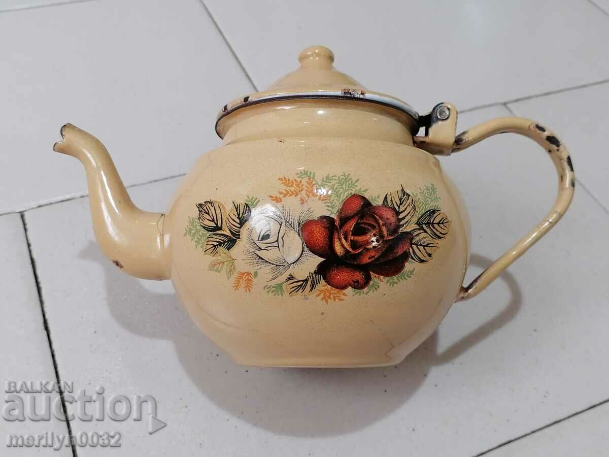 Enamelled teapot made of salt container with enamel with price 44.00 BGN | € 22.50 Enamelled teapot made of salt container with enamel with price 44.00 BGN | € 22.50