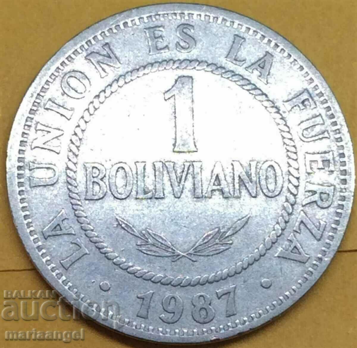 Bolivia 1 Boliviano 1987 27mm