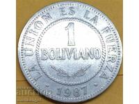 Боливия 1 боливиано 1987 27мм