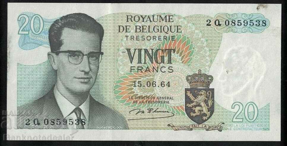 Belgium 20 Francs 1964 Pick 138 Ref 9538