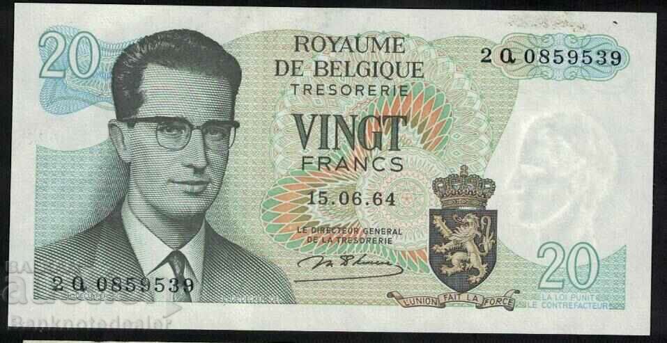 Belgium 20 Francs 1964 Pick 138 Ref 9539
