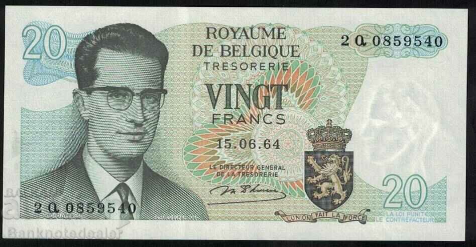 Belgium 20 Francs 1964 Pick 138 Ref 9540