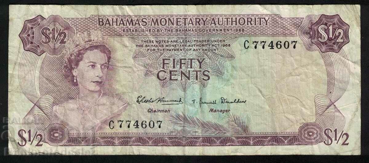 Bahamas 1/2 Dollar 1968 Pick 26a Ref 4607