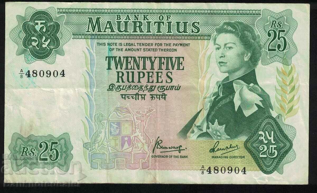 Mauritius 25 rupii 1967 Pick 32c Ref 0904