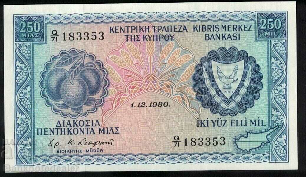 Cyprus 250 Mil 1980 Pick 41c Ref 3353