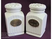 Porcelain Spice Jars with bronze label
