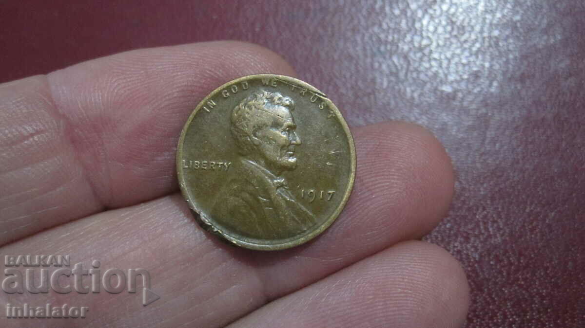 1917 год 1 цент САЩ