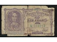 Belgium 1 Franc 1917 Pick 92 Ref 3213