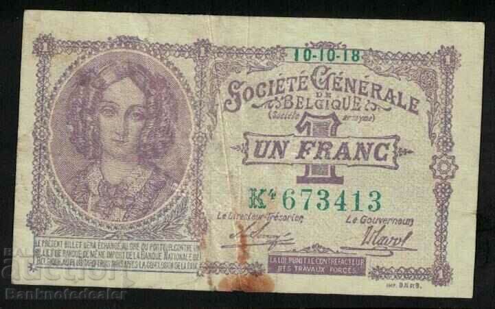 Belgium 1 Franc 1918 Pick 92 Ref 3413
