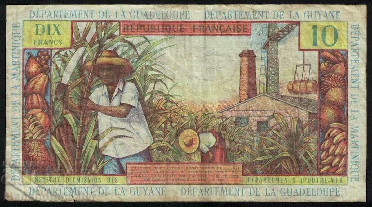 Auction Guadeloupe 10 francs 1964 Pick 8b Ref 1095 Auction Guadeloupe 10 francs 1964 Pick 8b Ref 1095