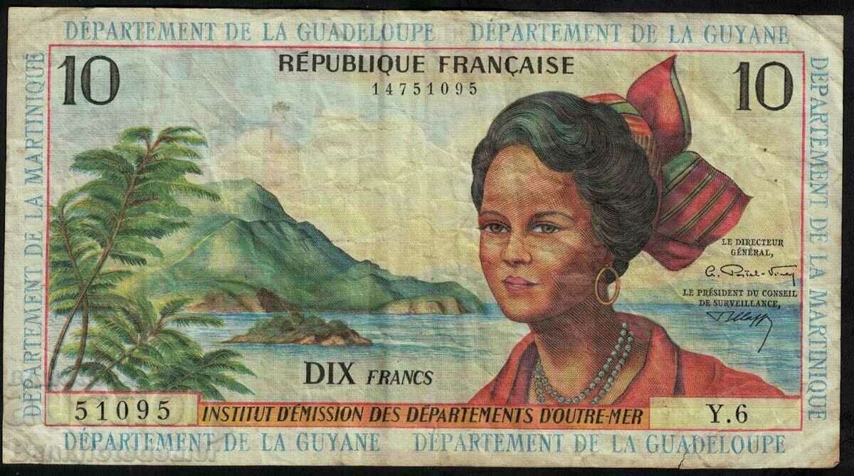 Γουαδελούπη 10 φράγκα 1964 Pick 8b Αναφ. 1095