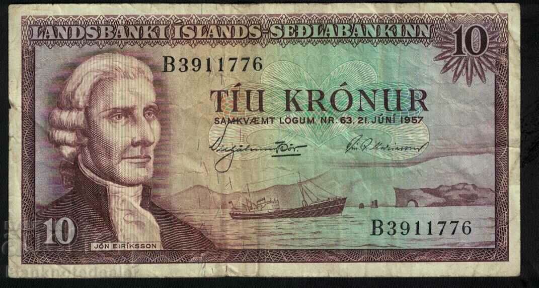 Iceland 10 Kronur 1961 Pick 48 Ref 1176