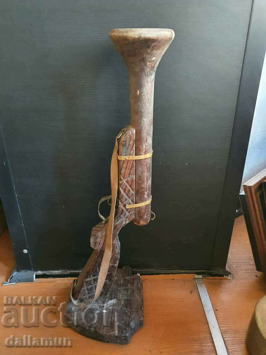 old wooden souvenir candle holder