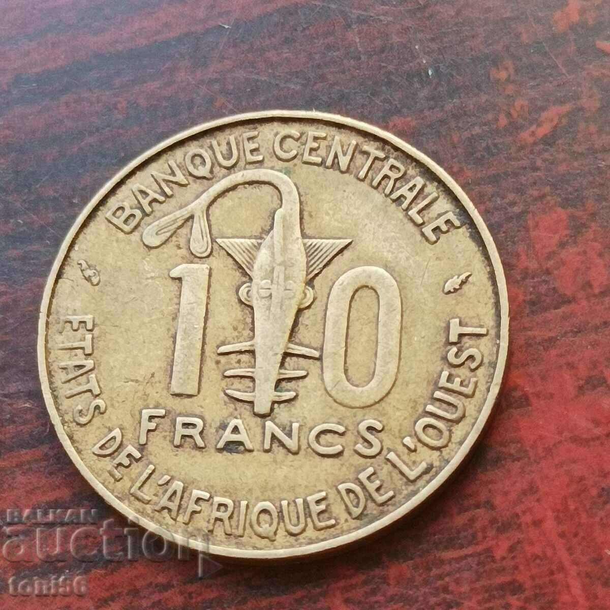 West Africa 10 francs 1976