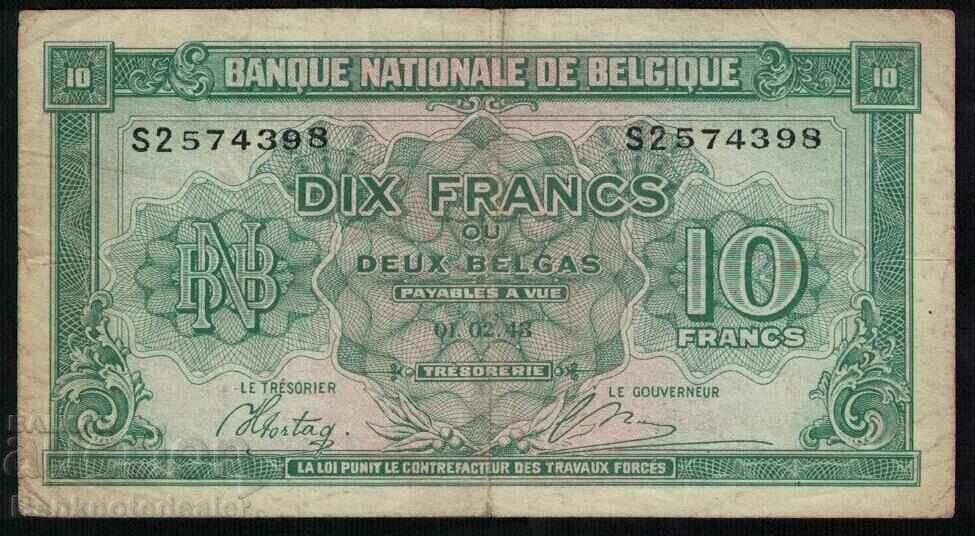 Βέλγιο 10 Φράγκα 1943 Pick 122 Ref 4398