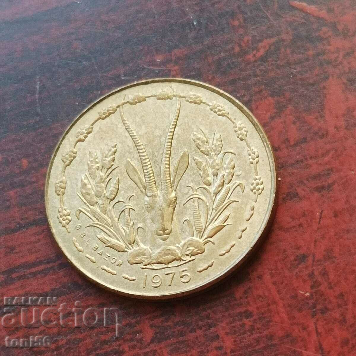 West Africa 5 francs 1975 UNC with price 2.00 BGN | € 1.02 West Africa 5 francs 1975 UNC with price 2.00 BGN | € 1.02