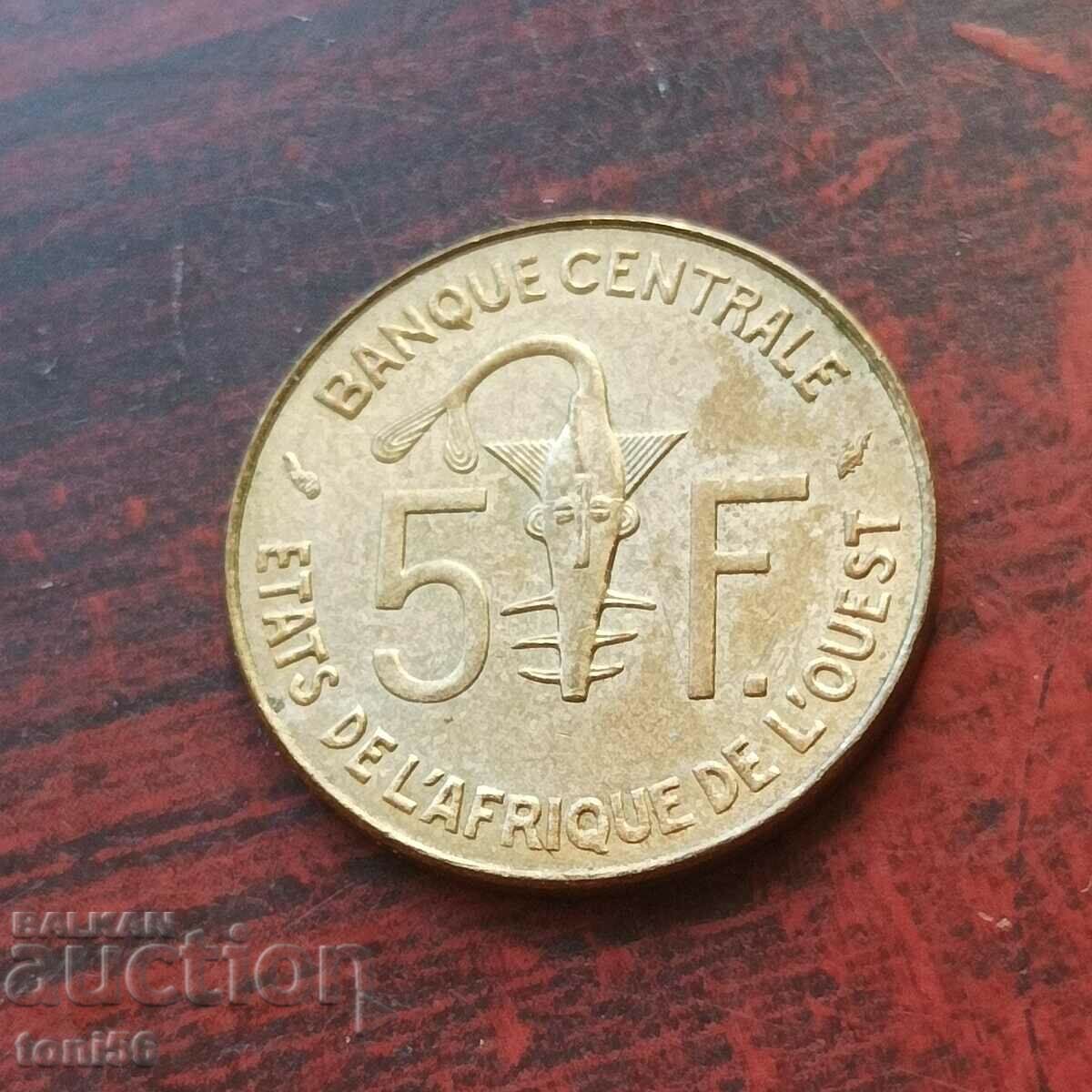 Западна Африка 5 франка 1975 UNC