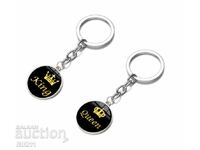 Keychains with the inscription King, Queen,