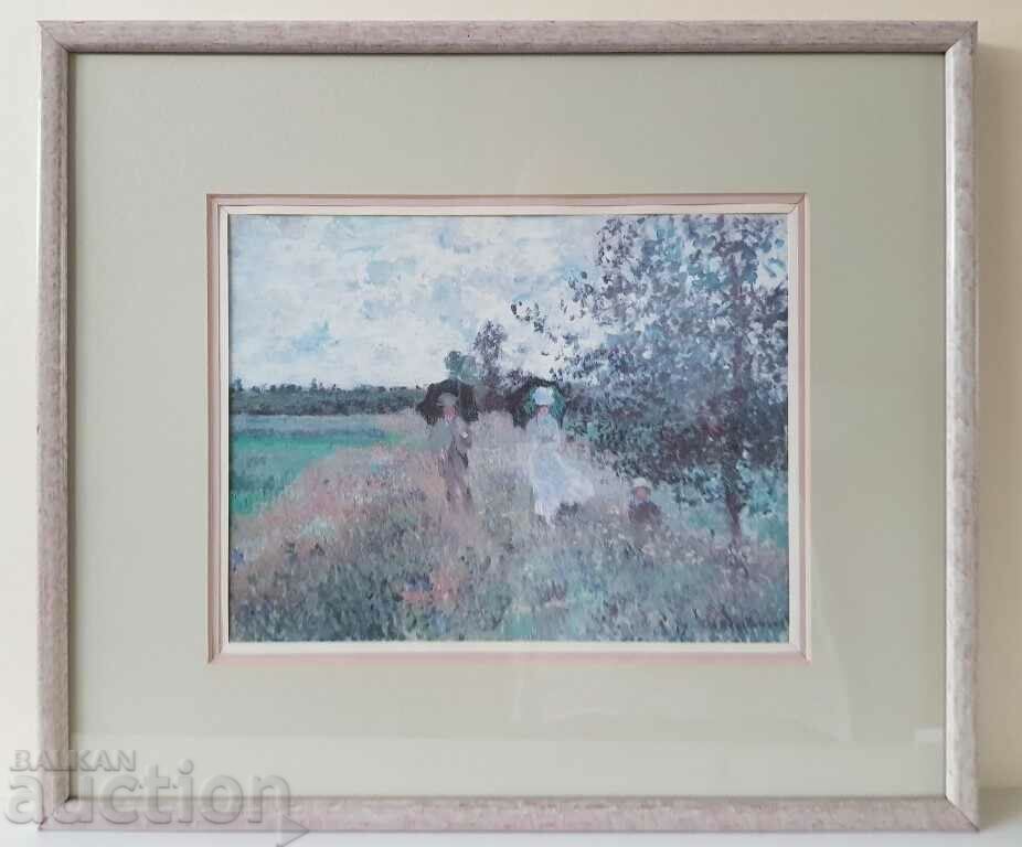 O reproducere frumoasă a O plimbare lângă Argenteuil de Claude Monet