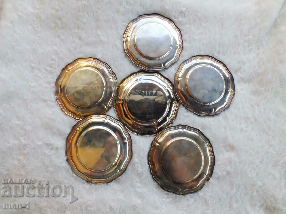 Set of 6 silver saucers - 5 Set of 6 silver saucers - 5