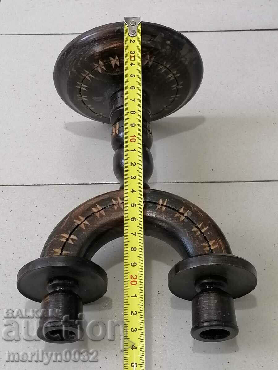 Auction Old candlestick made of lamp wood Auction Old candlestick made of lamp wood