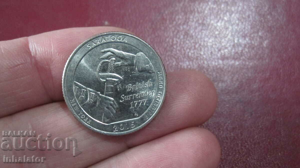 2015 год 25 цента Саратога Ню Йорк  буква D