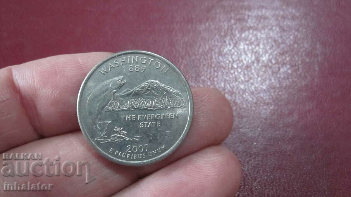 Вашингтон 25 цента САЩ 2007 год буква Р