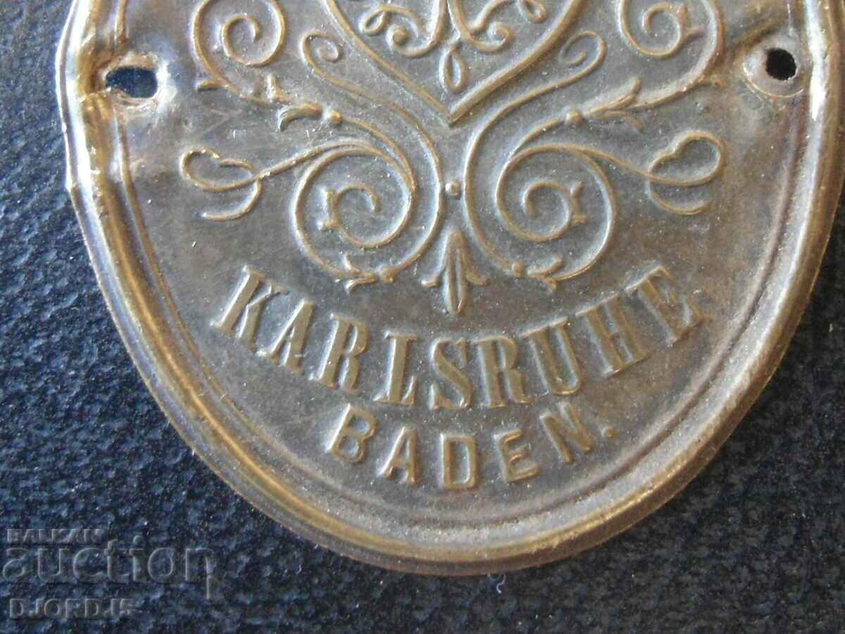 Auction Emblem from an old sewing machine"JUNKER § RUH", KARLSRUHE BADEN Auction Emblem from an old sewing machine"JUNKER § RUH", KARLSRUHE BADEN