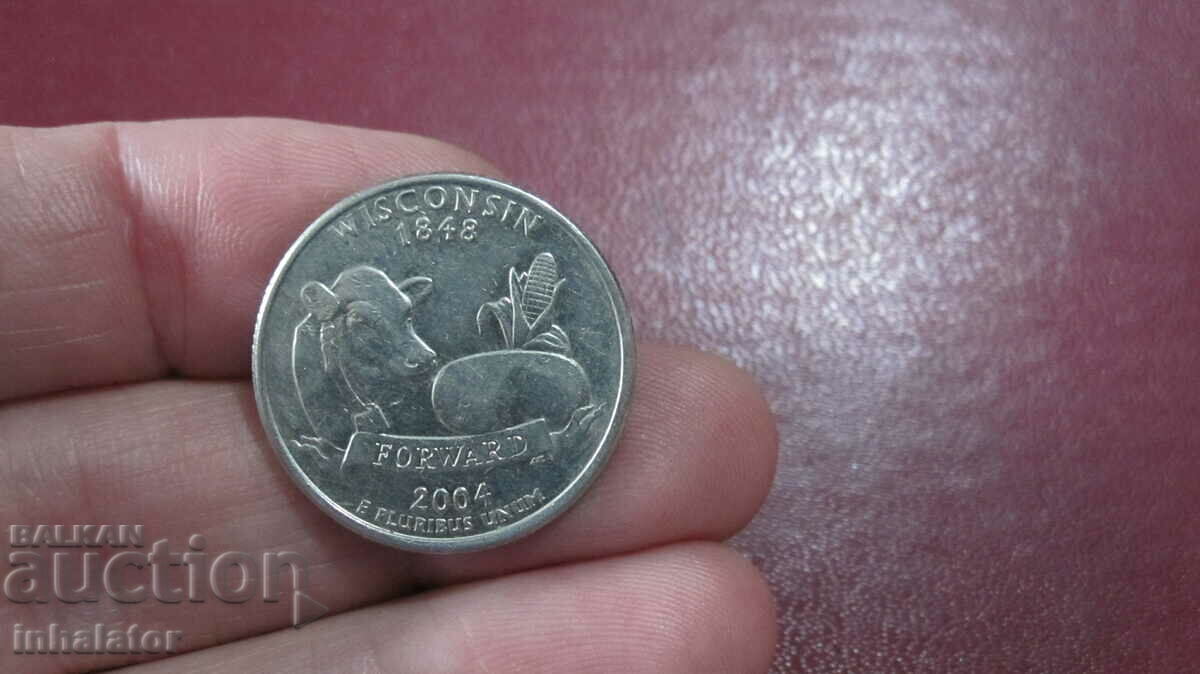 Усконсин 25 цента Сащ 2004 год буква D