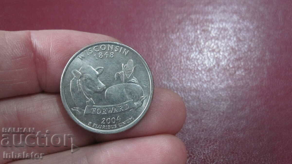 Усконсин 25 цента Сащ 2004 год буква Р