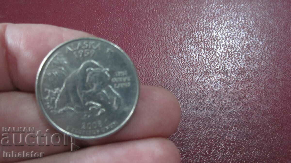 Аляска 25 цента САЩ 2008 год буква D