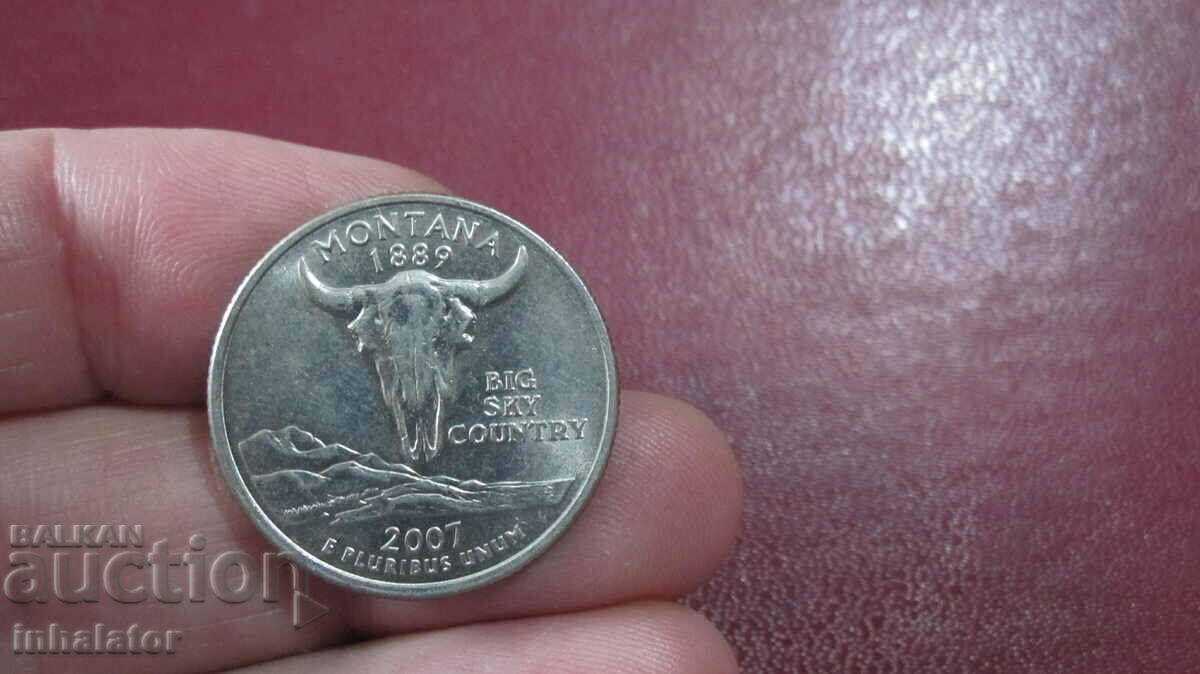 Монтана 25 цента САЩ 2007 г буква D серия 50 щата