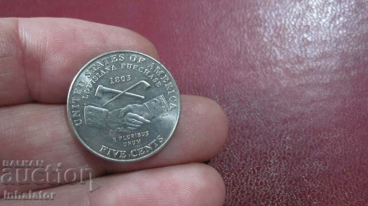 САЩ 5 цента 2004 год буква Р  Покупката на Луизиана Юбилейна