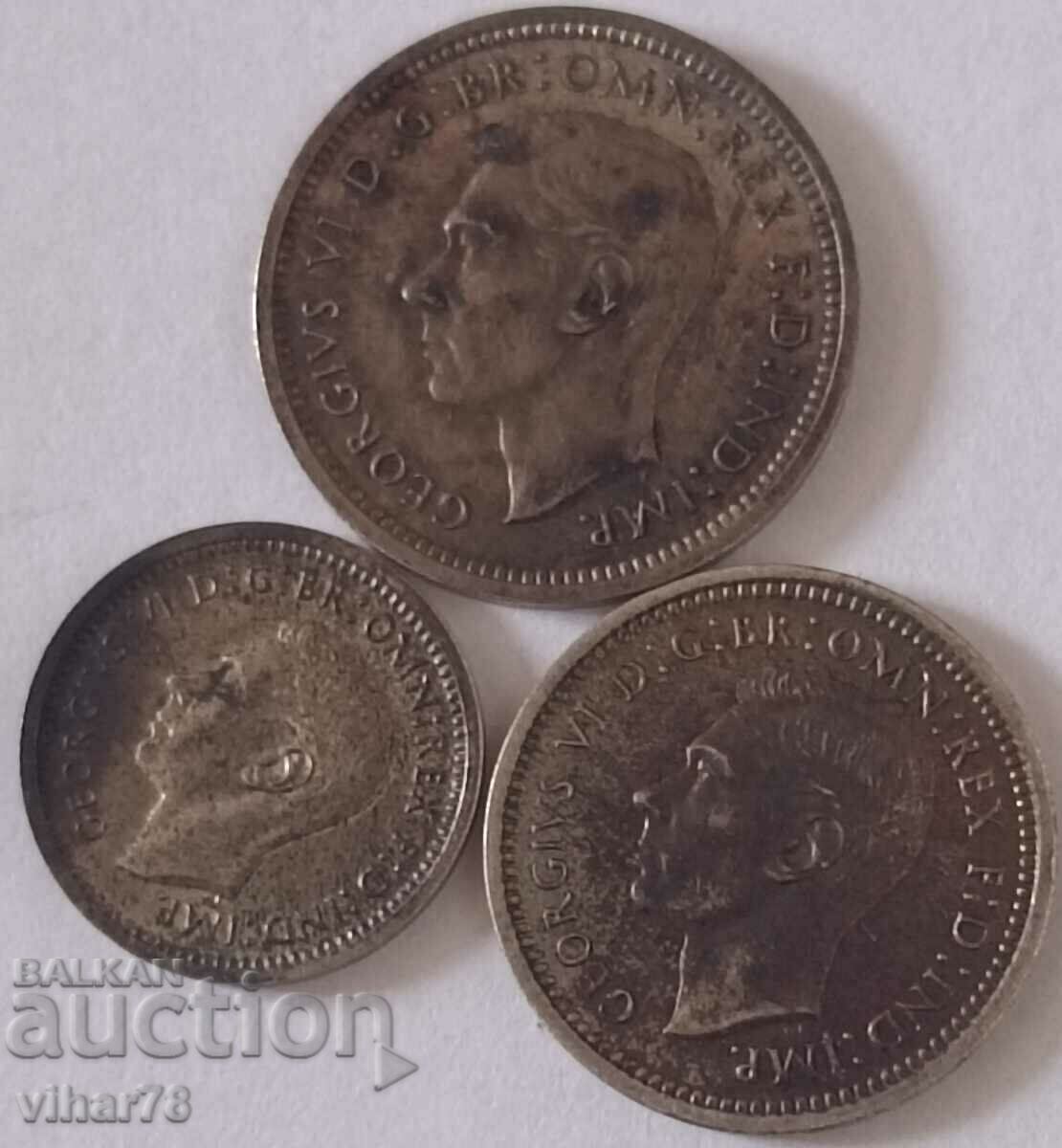 Auction Lot of 2,3 and 4 silver pence with original box Auction Lot of 2,3 and 4 silver pence with original box